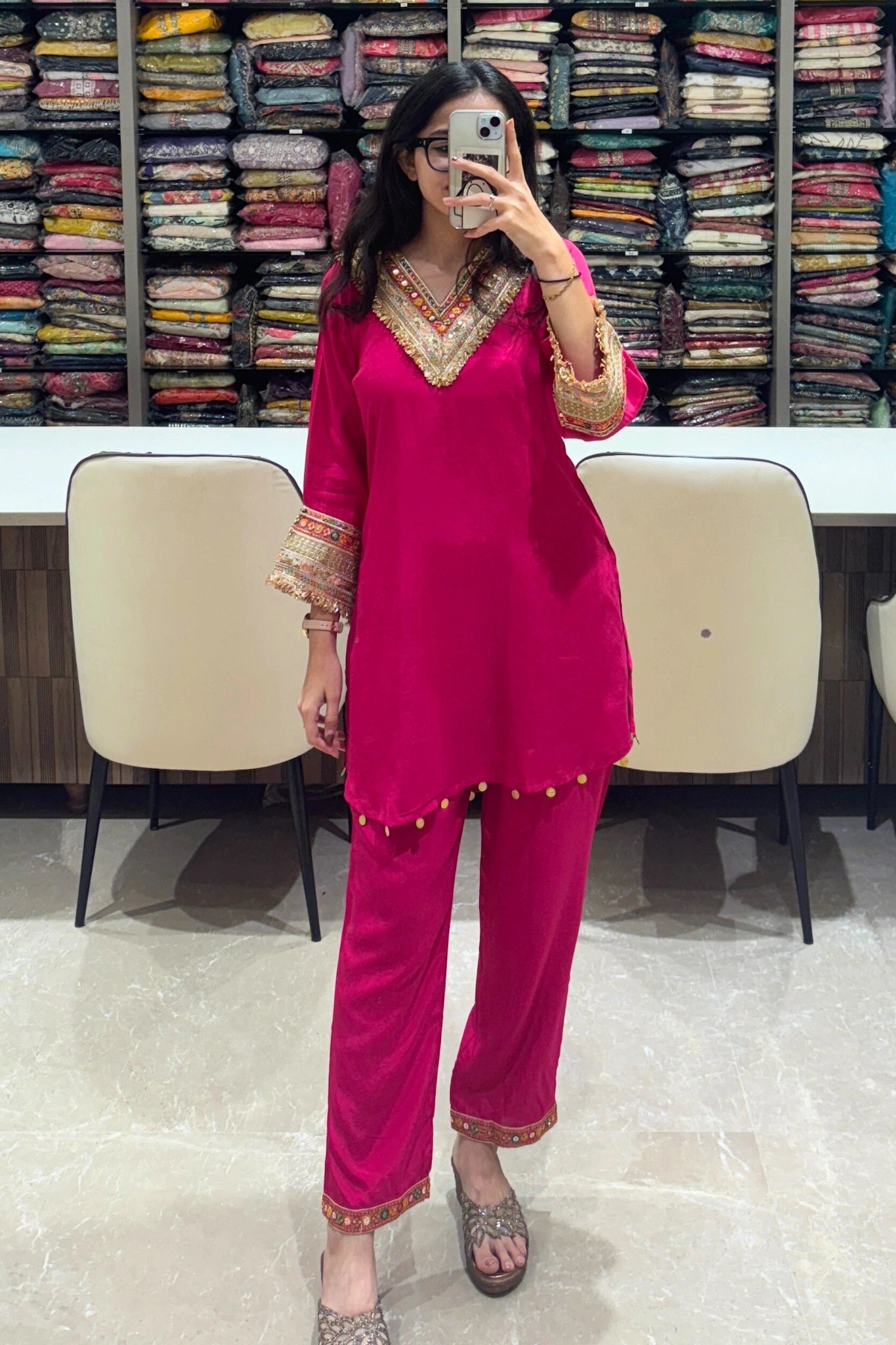 Classic Mirror Trim Kurta Set