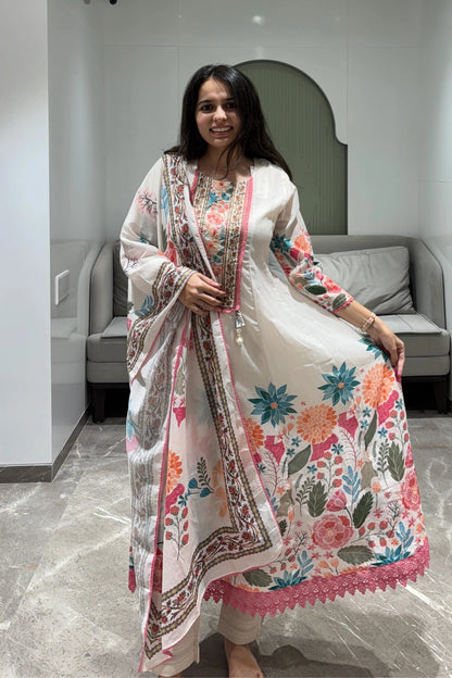 Floral Garden Cotton Anarkali Set