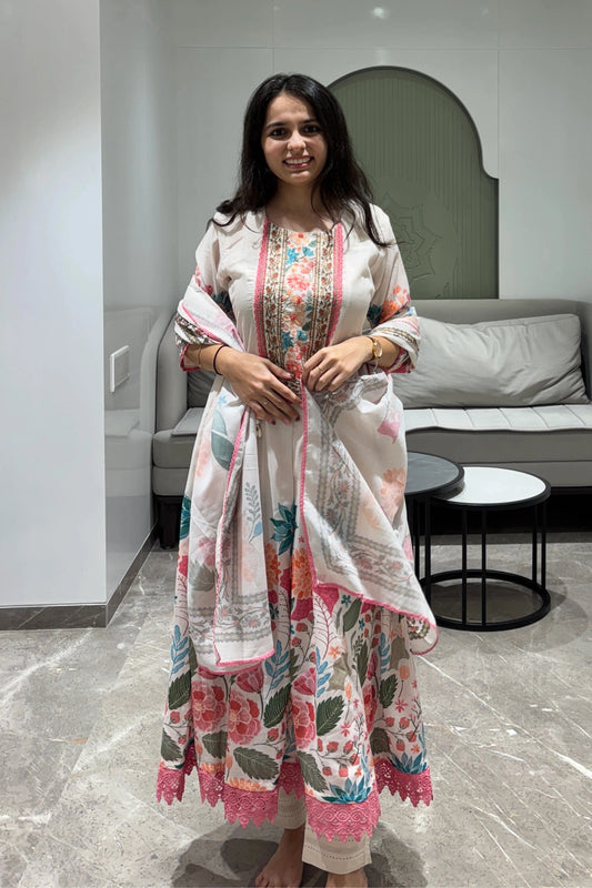 Floral Garden Cotton Anarkali Set