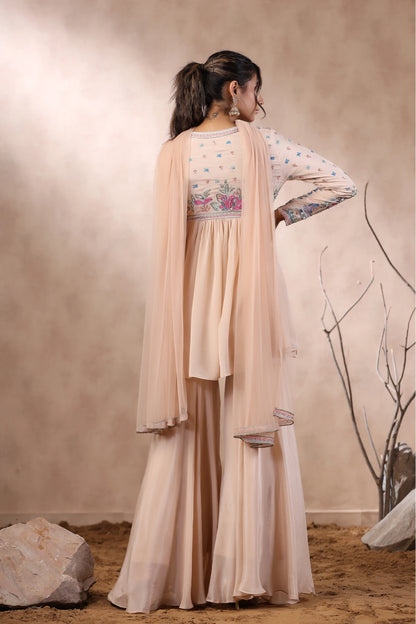 Blush Blossom Indo Western Set