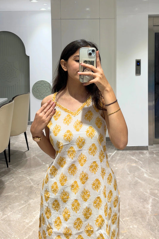 Sunshine Yellow Printed Cotton Set