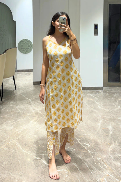 Sunshine Yellow Printed Cotton Set