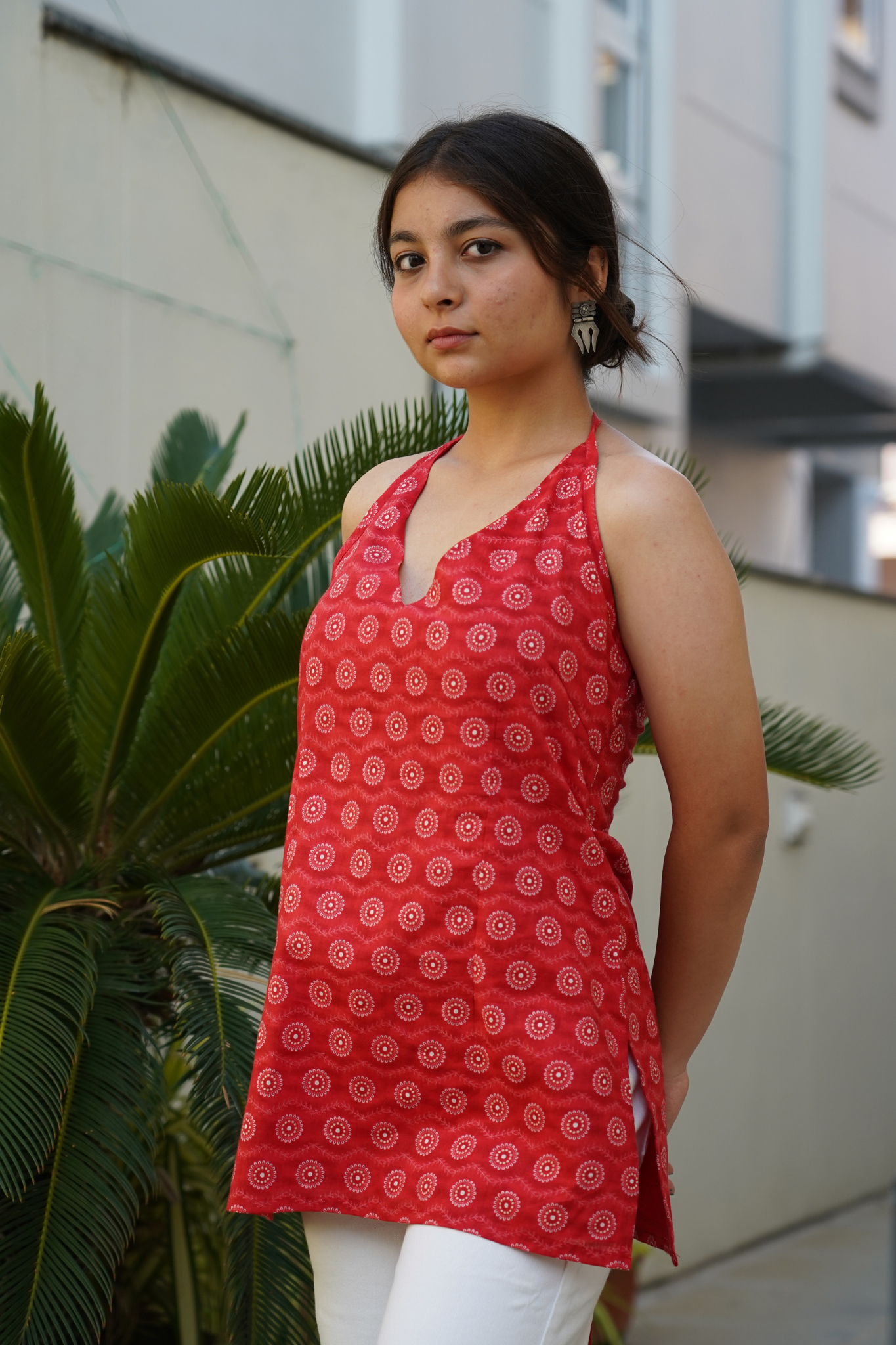 Red Allover Medallion Kurti