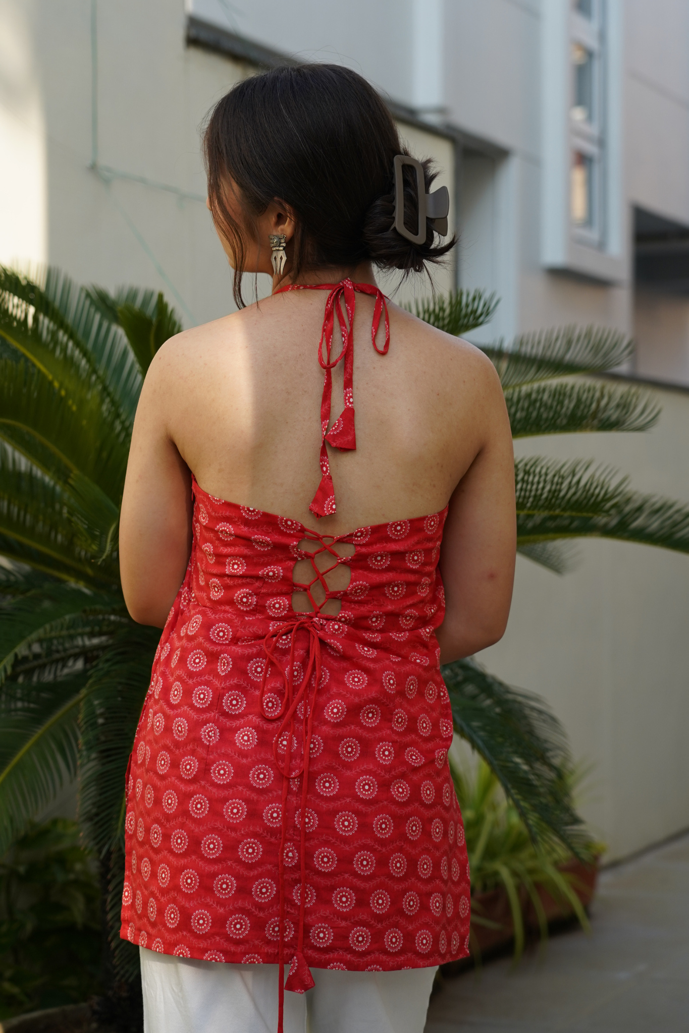 Red Allover Medallion Kurti