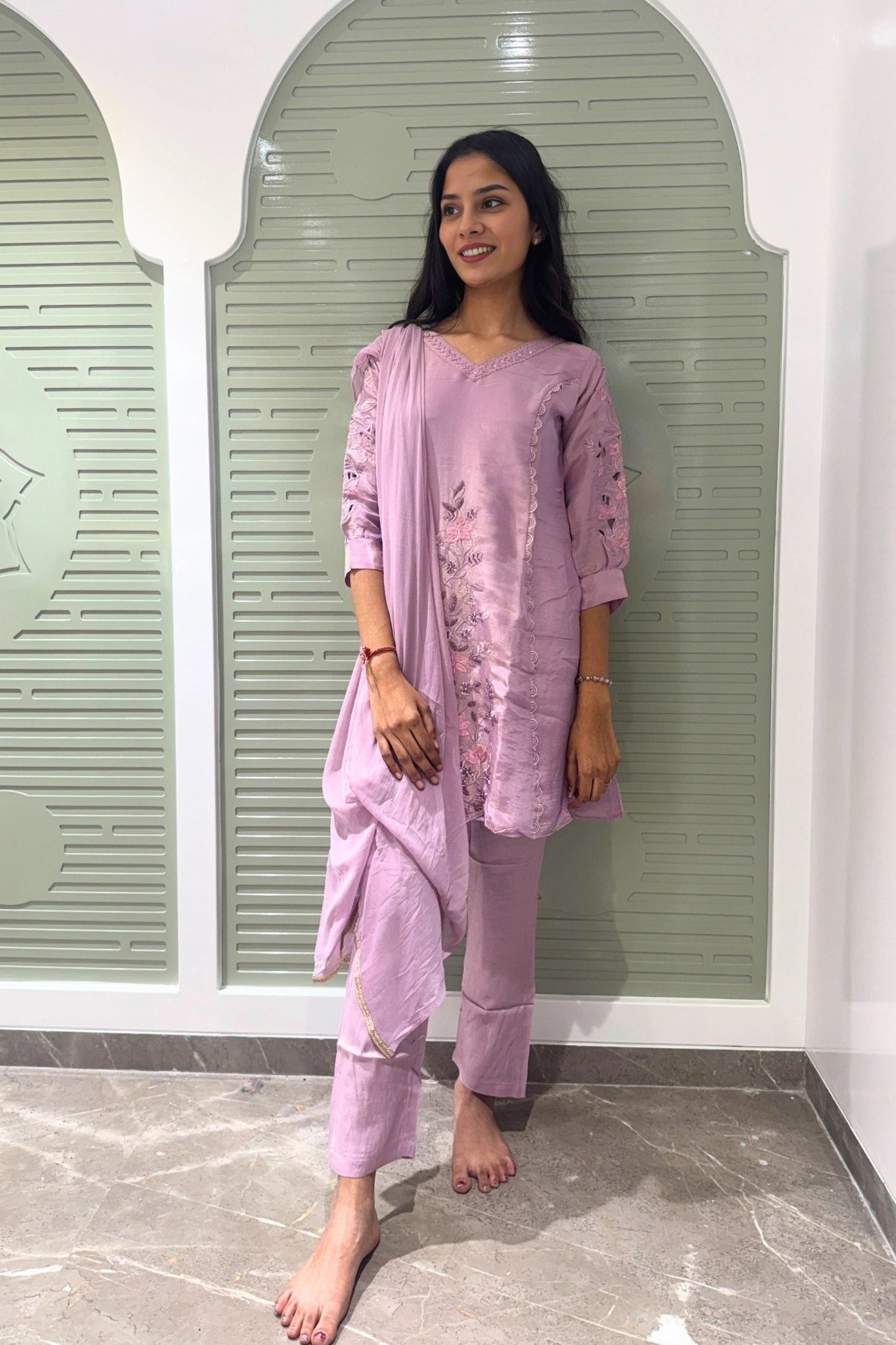 Graceful Embroidered Straight Suit Set