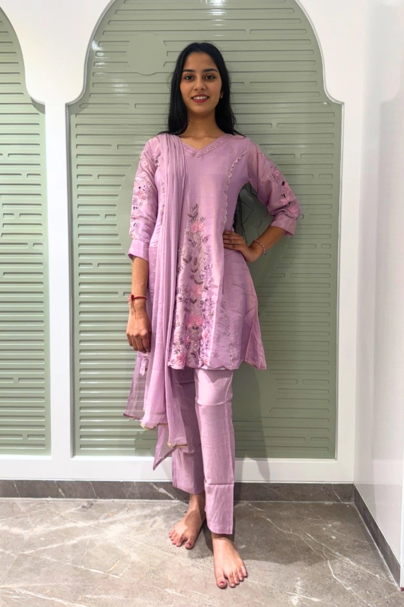 Graceful Embroidered Straight Suit Set
