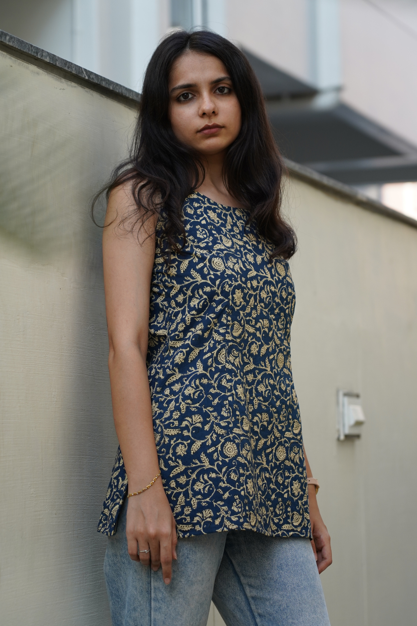 Blue Gold Paisley Block Print Kurti
