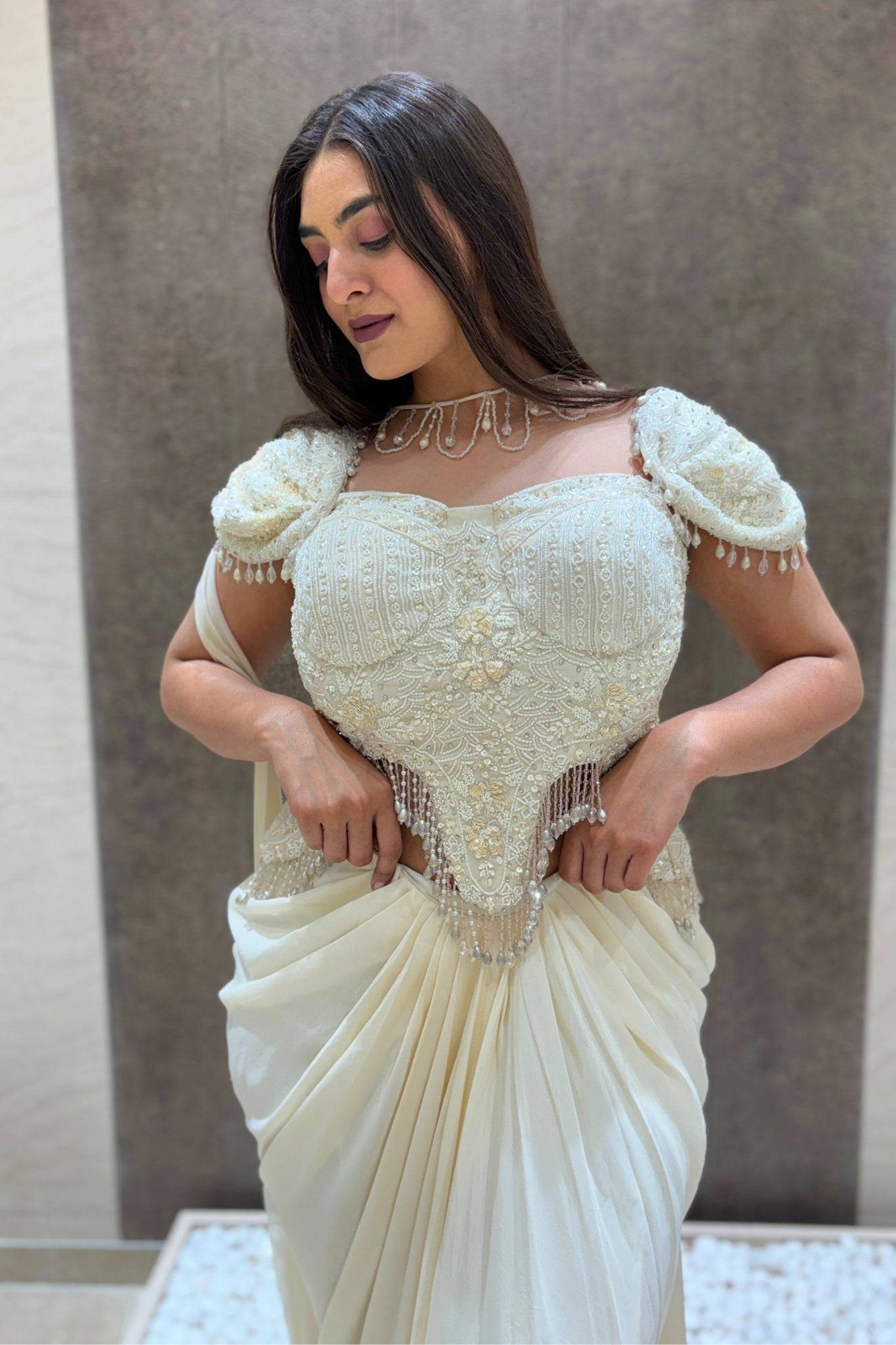 Pearl Embellished Drape Ensemble