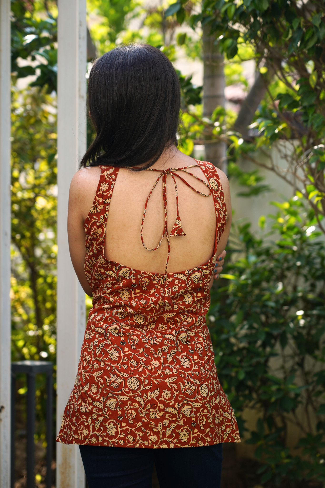 Rust Botanical Vine Peplum Kurti