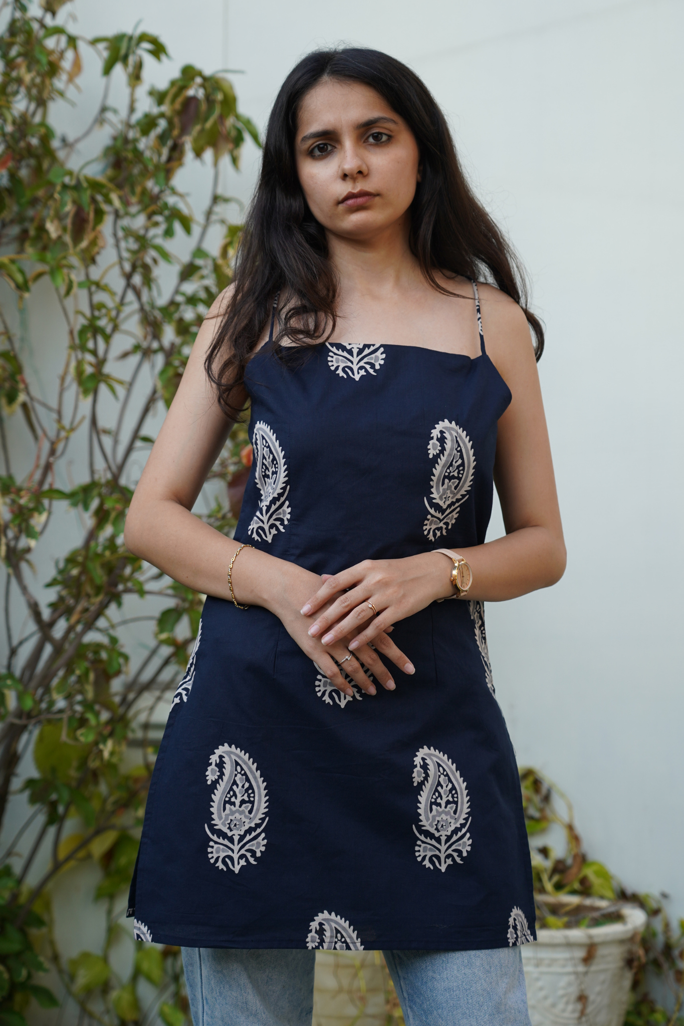 Navy Chevron Motif Kurti