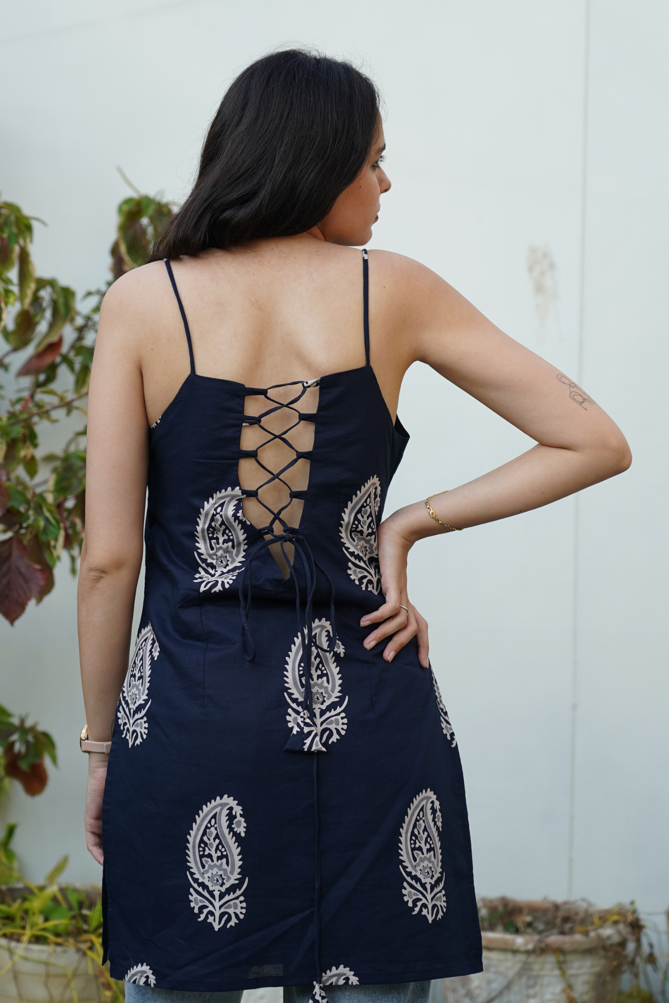 Navy Chevron Motif Kurti