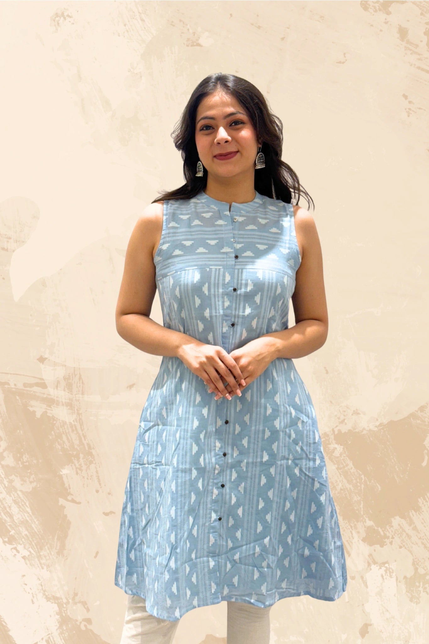 Sky Blue Ikat Kurti