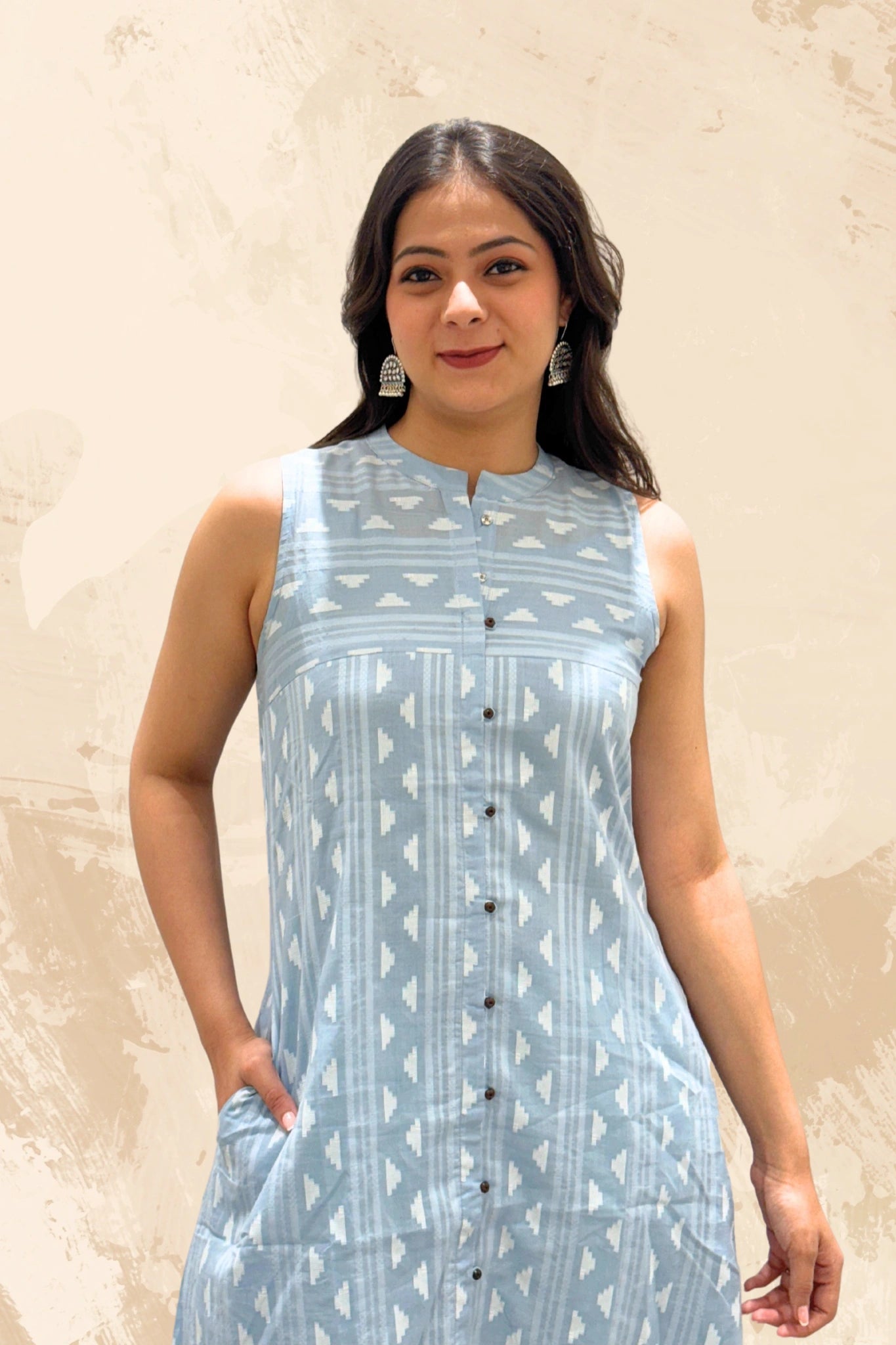 Sky Blue Ikat Kurti