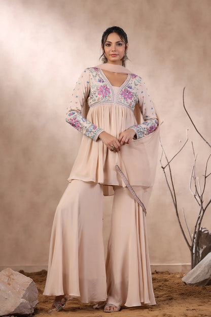 Blush Blossom Indo Western Set