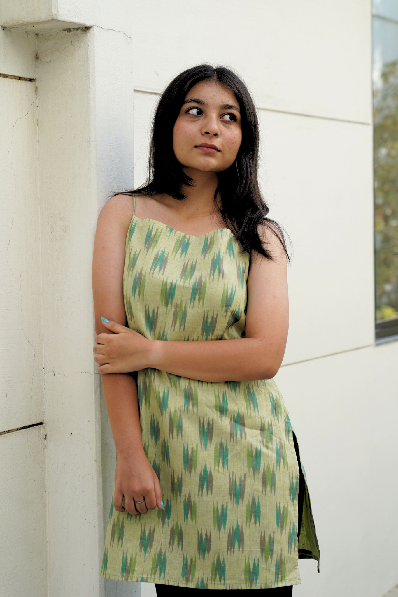 Pista Ikat Weave Straight Spaghetti Kurti