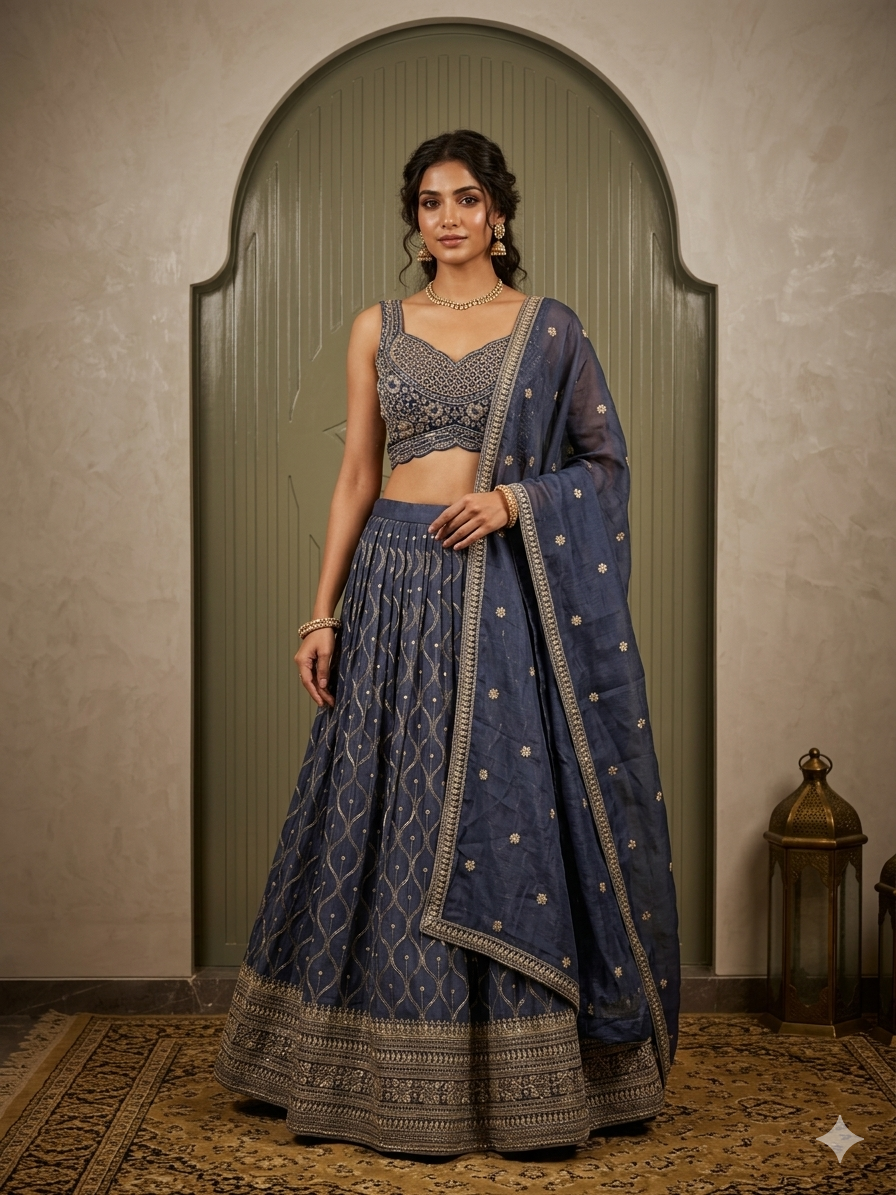The Royal Indigo Lehenga Set