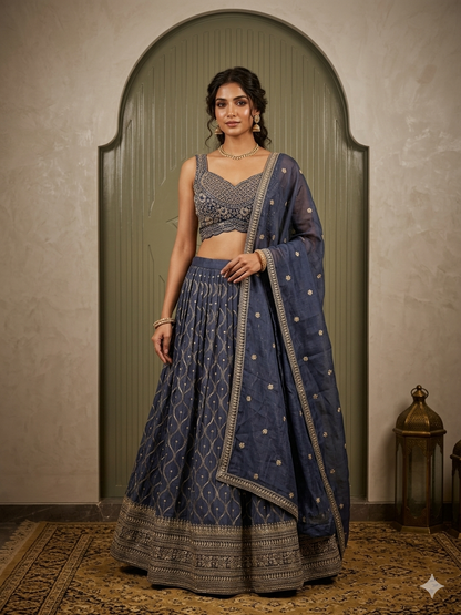 The Royal Indigo Lehenga Set