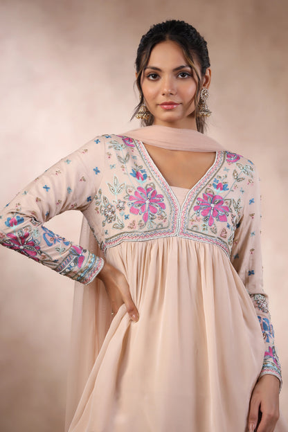 Blush Blossom Indo Western Set