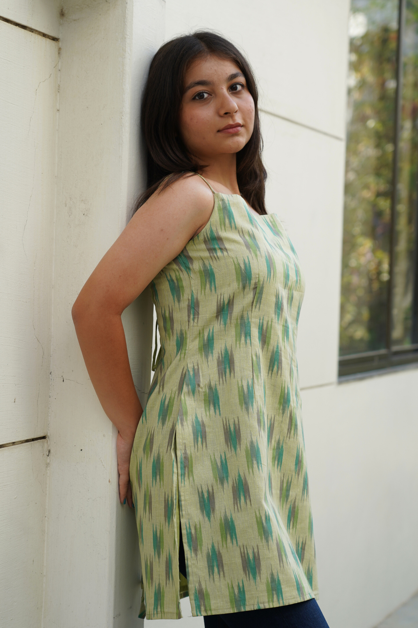 Pista Ikat Weave Straight Spaghetti Kurti
