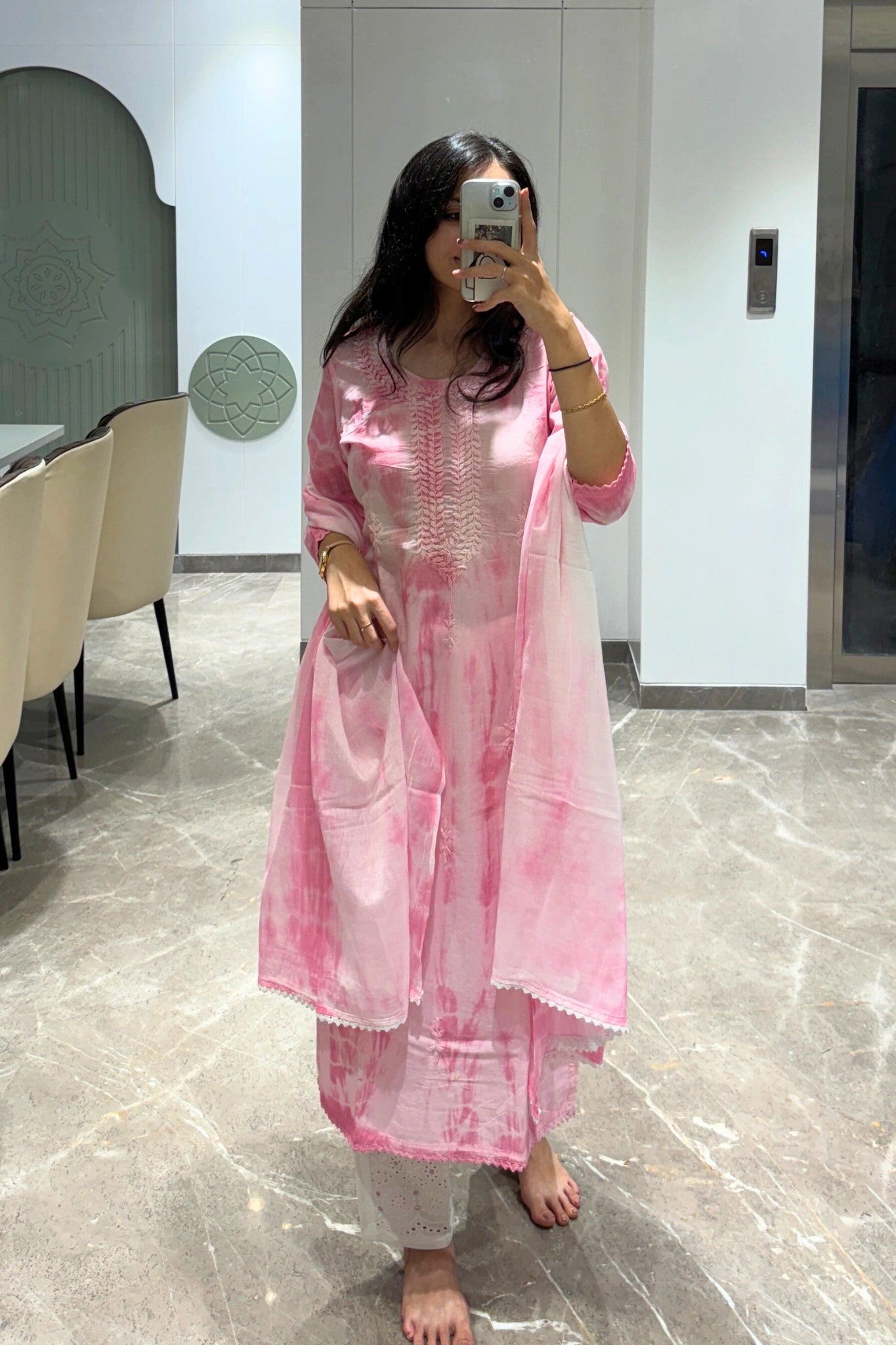 Rose Mist Embroidered Kurta Set