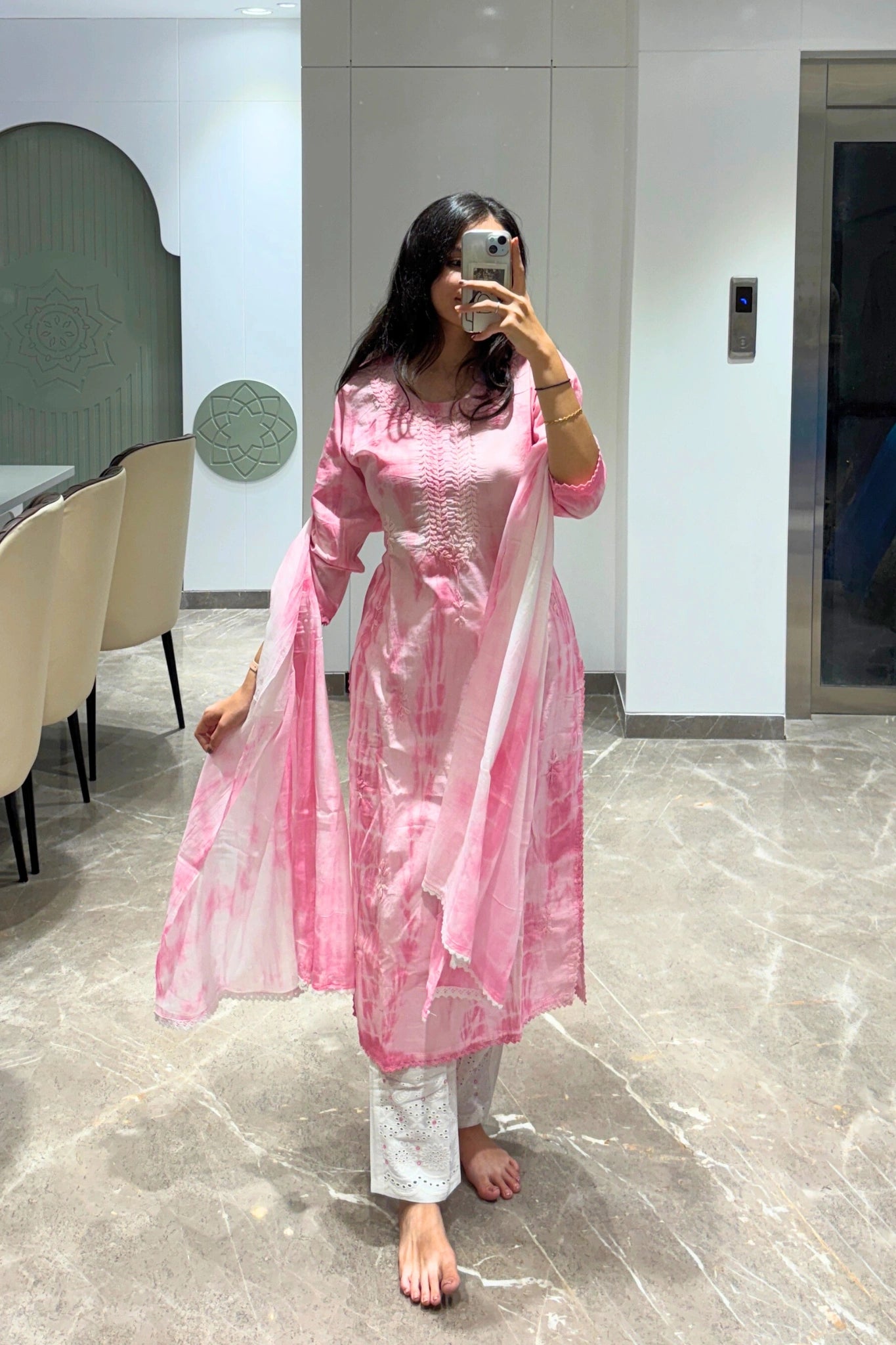 Rose Mist Embroidered Kurta Set