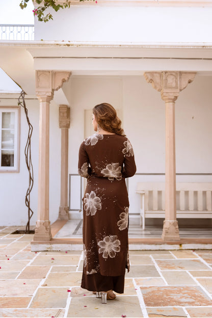 Floral Charm Brown Kurti