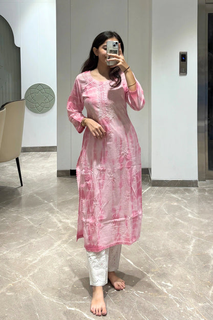 Rose Mist Embroidered Kurta Set