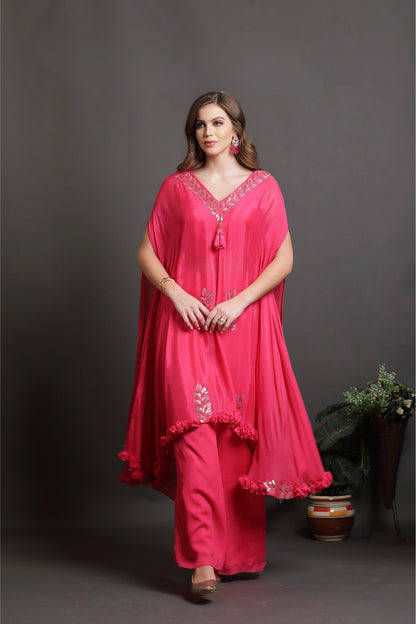 Pink Cascade Kaftan Set