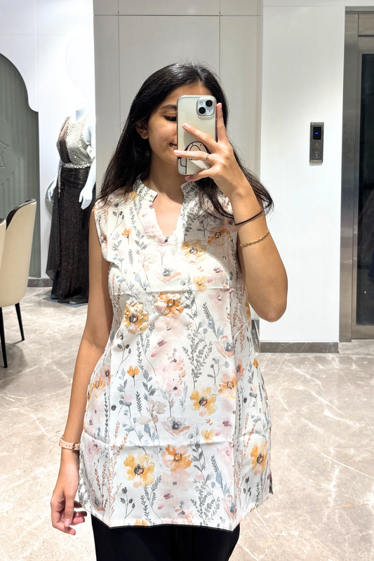 Ivory Meadow Floral Kurti
