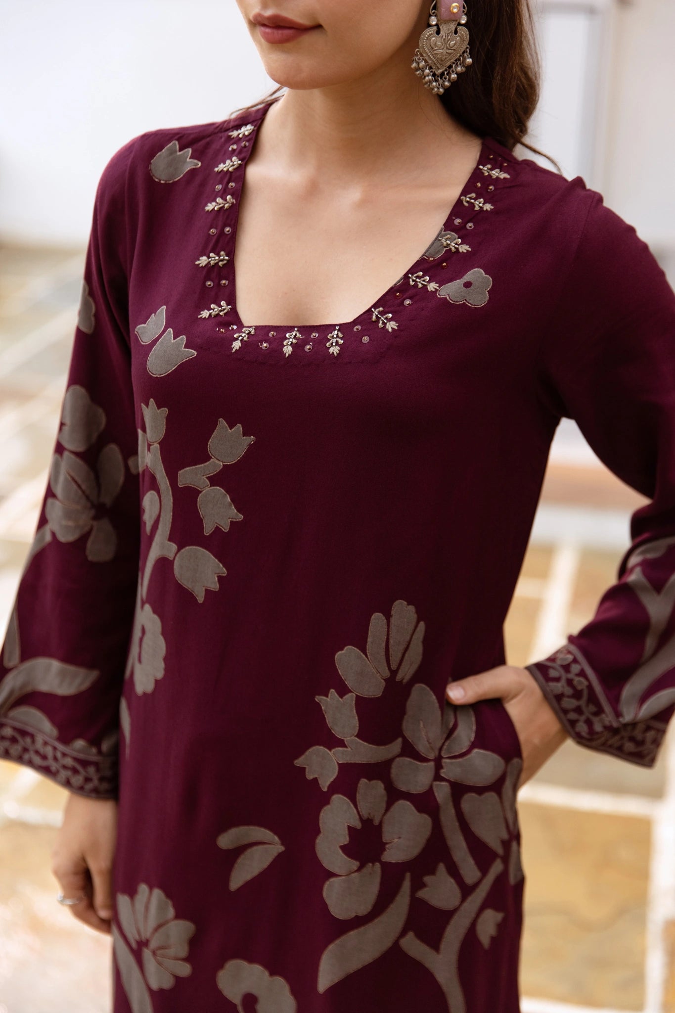 Plum Blossom Kurti Set