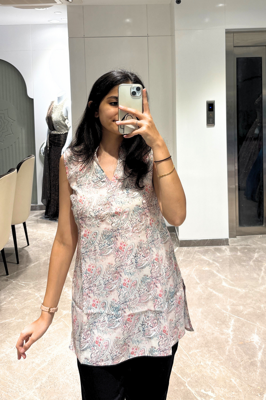 Blush Vine Embroidered Kurti