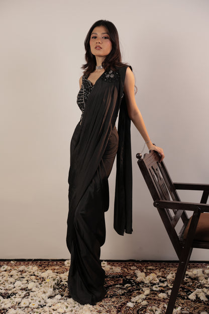 Noir Stardust Embellished Saree