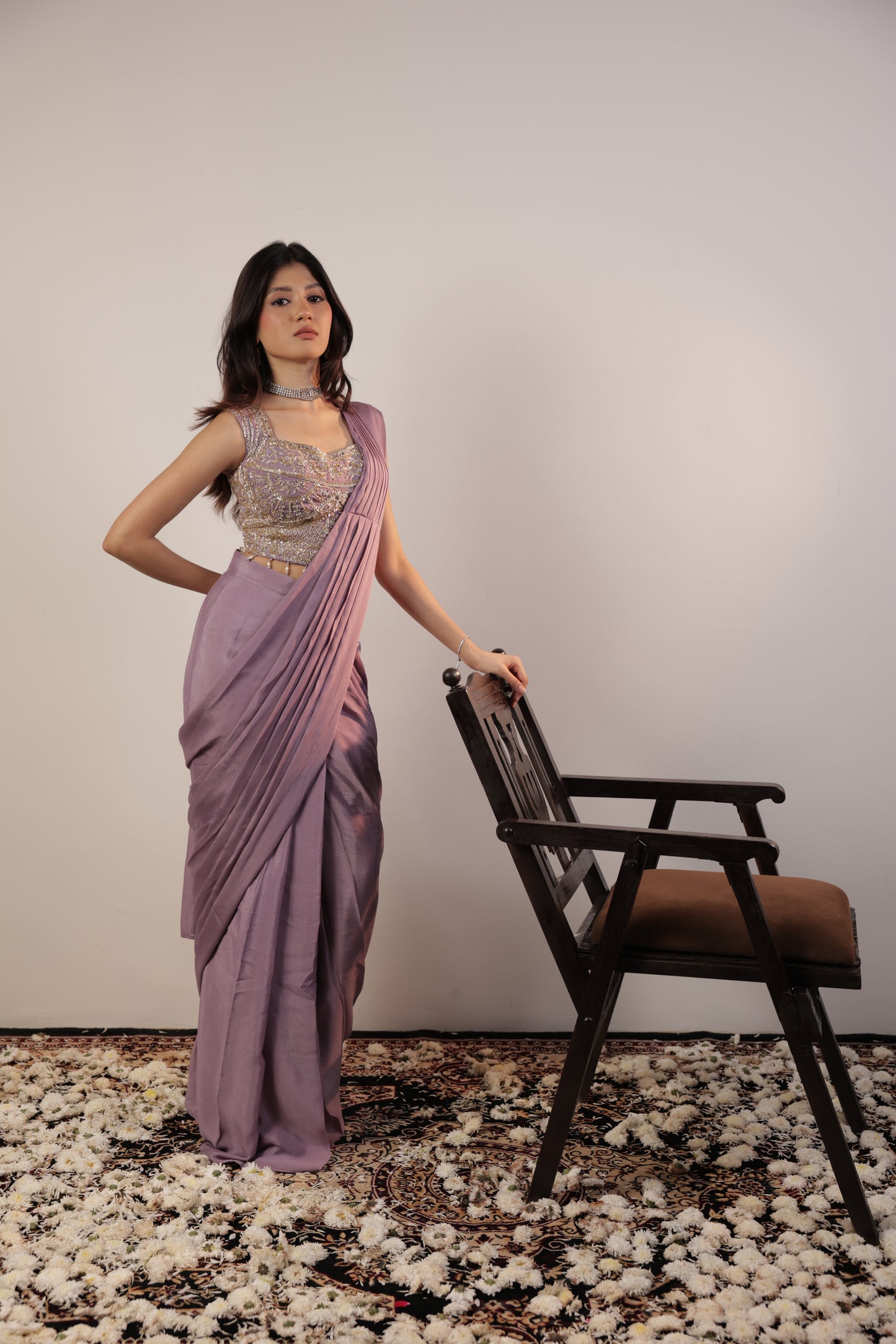 Lilac Dream Sequin Drape Saree