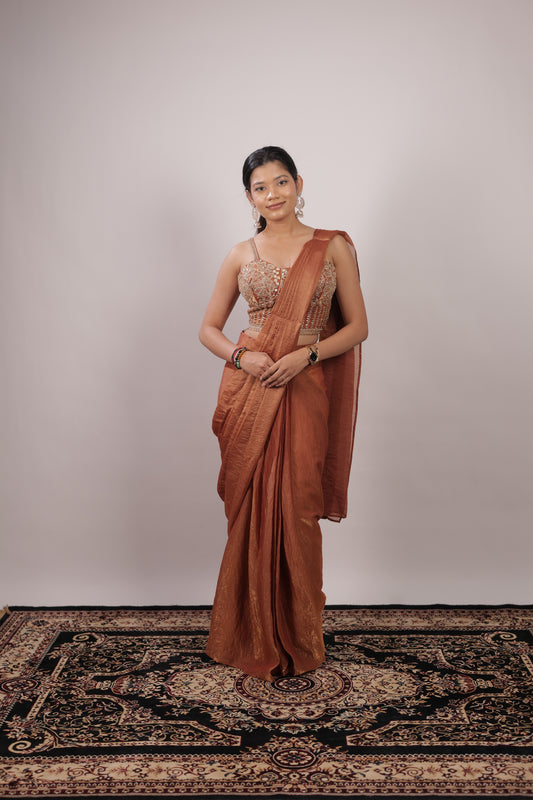 Copper Ember Designer Ready-to-Wear Saree