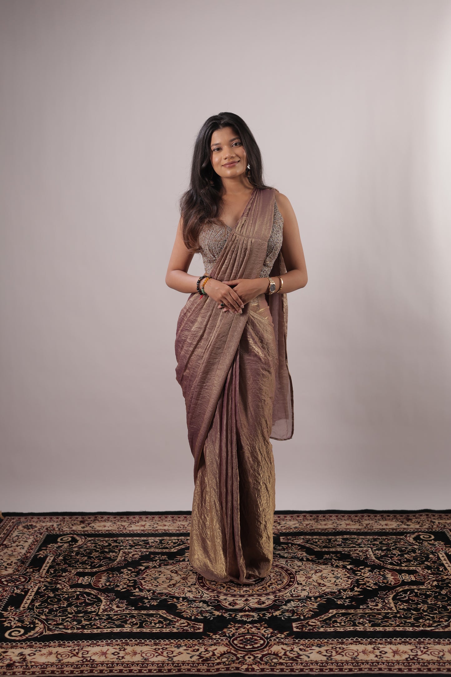 Rose Gold Aura Ready-to-Wear Saree
