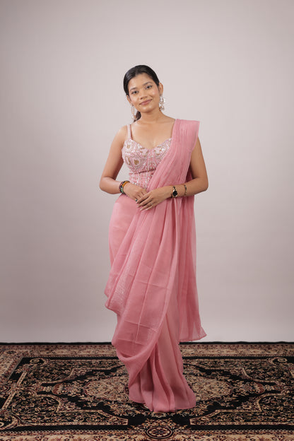 Rosé Mist Embellished Ready-to-Wear Saree