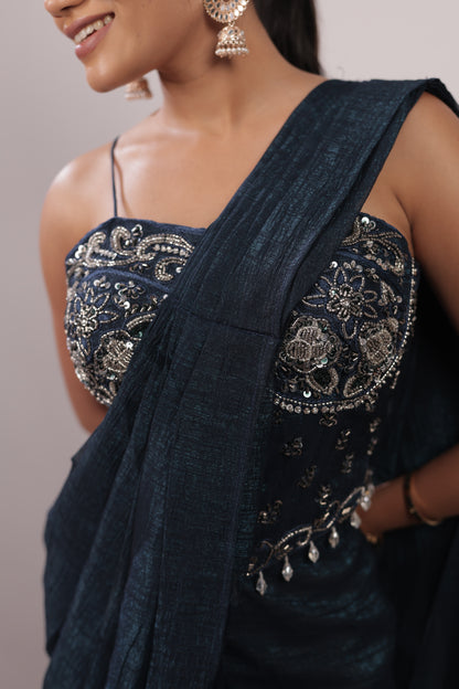 Midnight Ink Embellished Ready-to-Wear Saree
