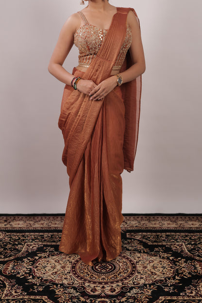 Copper Ember Designer Ready-to-Wear Saree