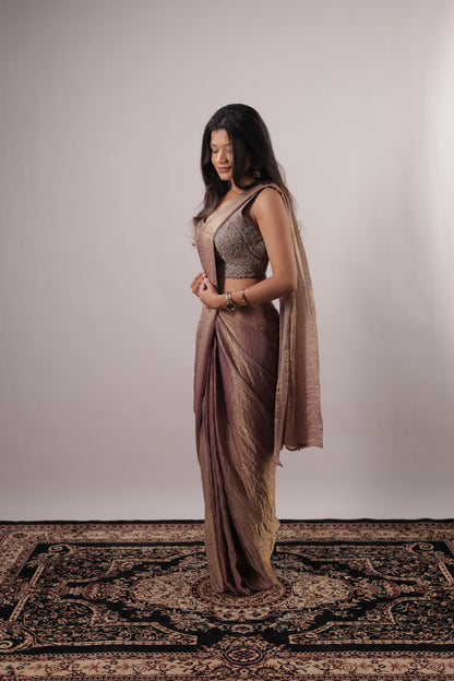 Rose Gold Aura Ready-to-Wear Saree