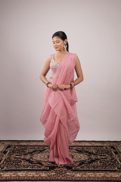 Rosé Mist Embellished Ready-to-Wear Saree