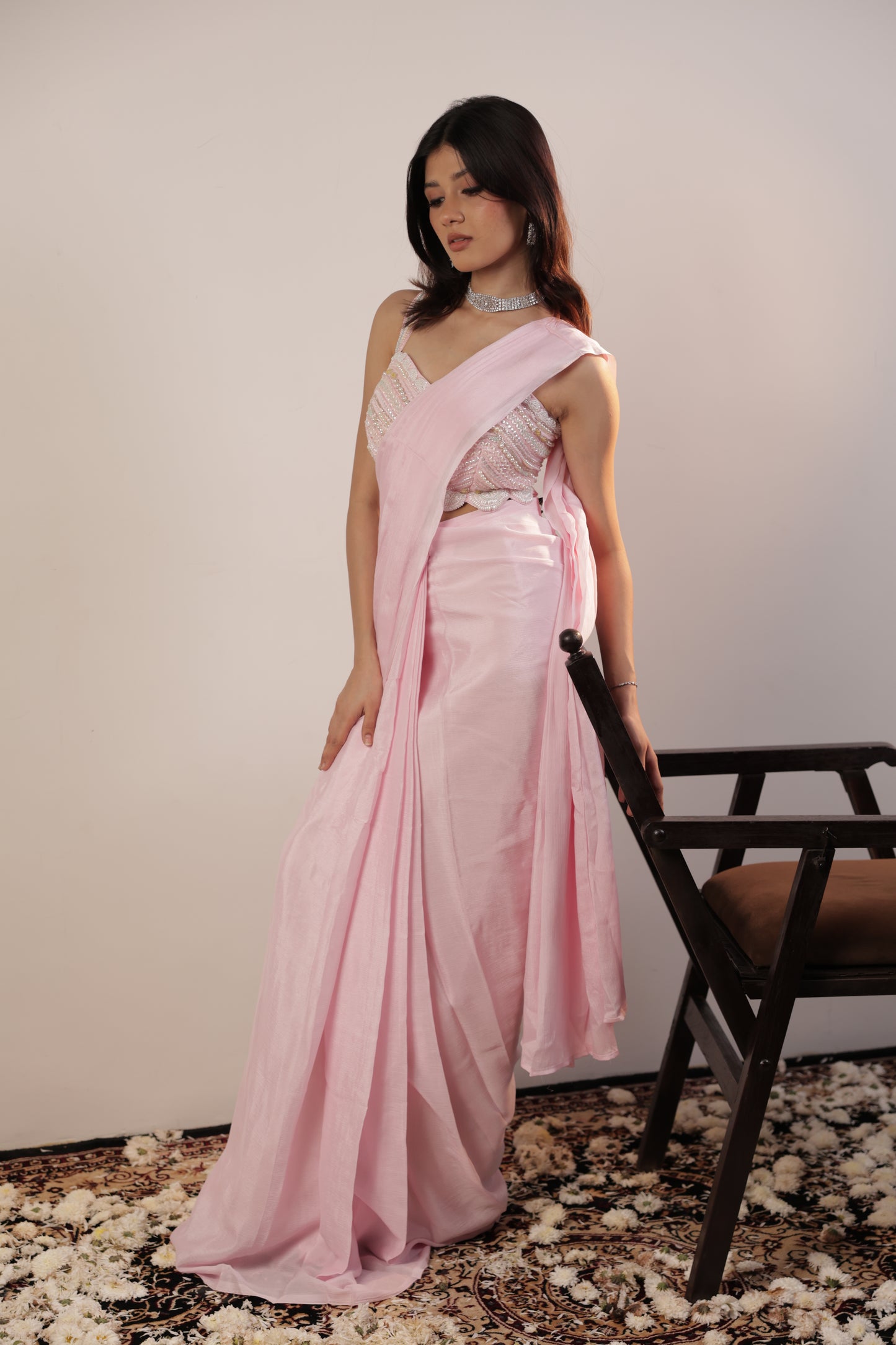 Champagne Glow Sequin Saree