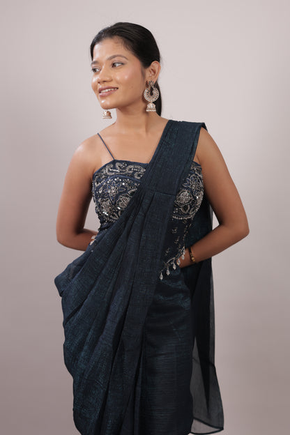 Midnight Ink Embellished Ready-to-Wear Saree