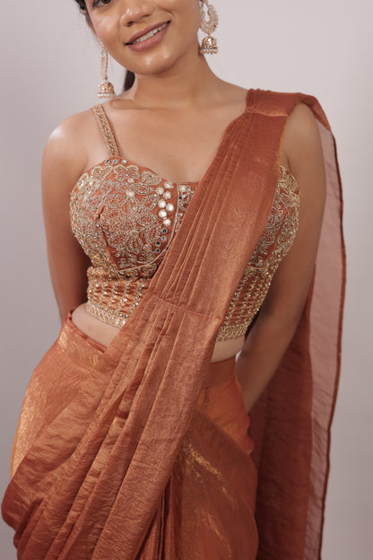 Copper Ember Designer Ready-to-Wear Saree