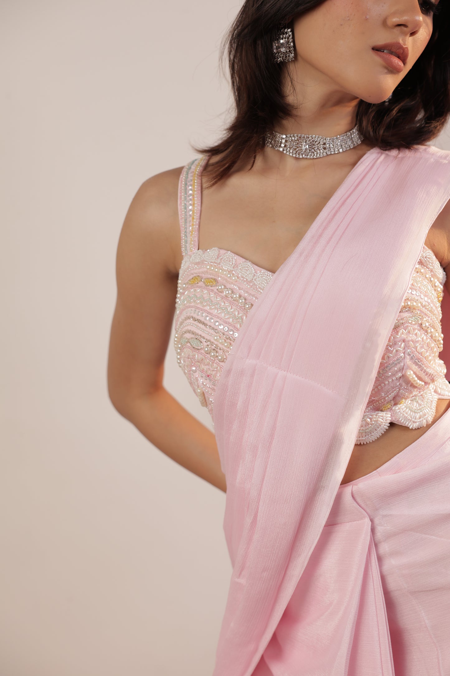 Champagne Glow Sequin Saree