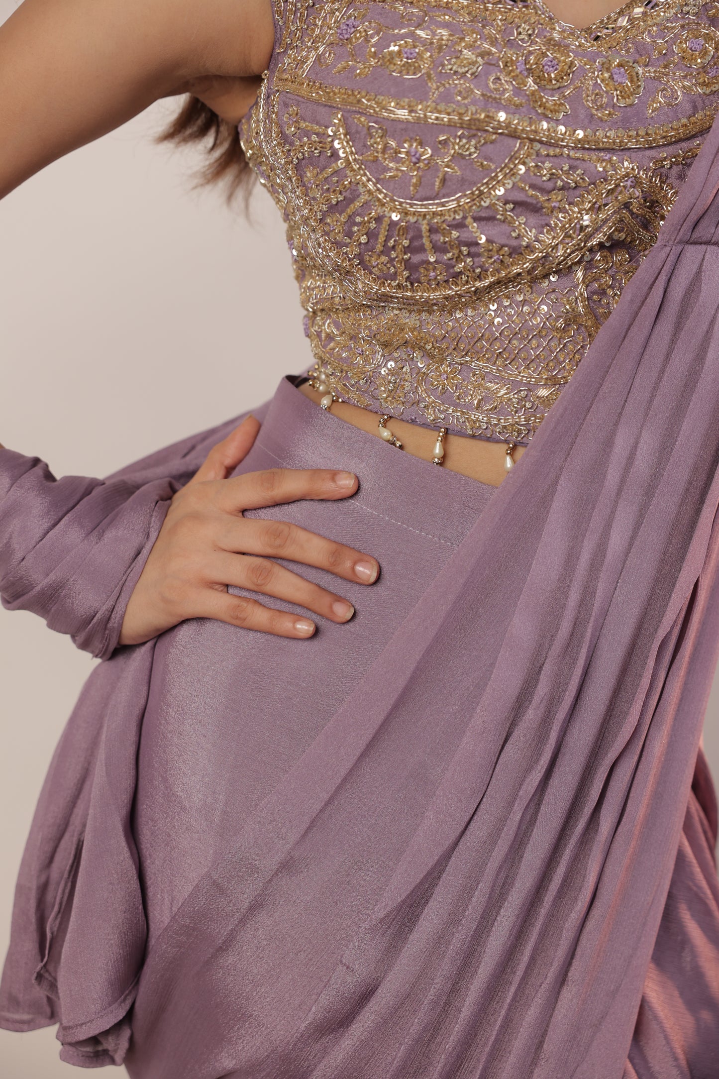 Lilac Dream Sequin Drape Saree