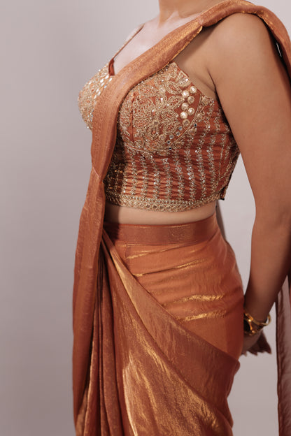 Copper Ember Designer Ready-to-Wear Saree