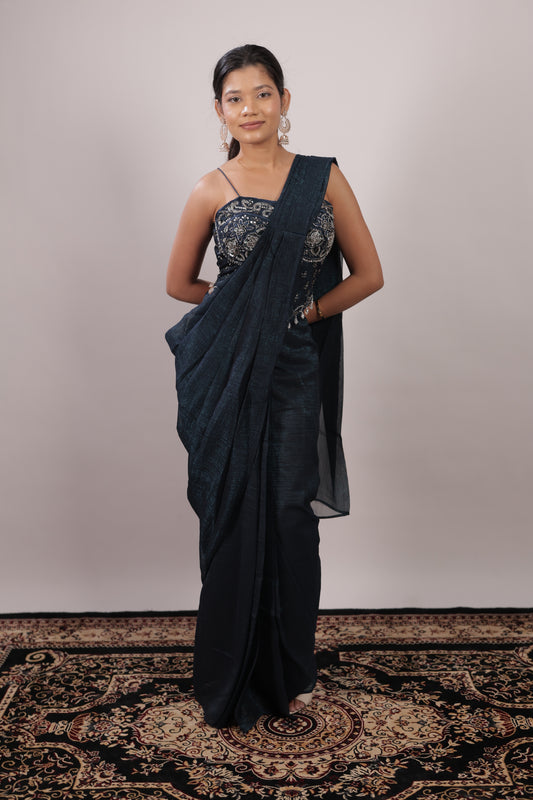Midnight Ink Embellished Ready-to-Wear Saree