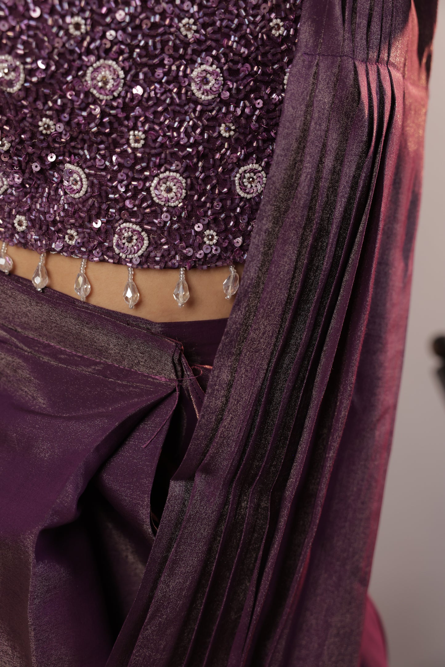 Mulberry Radiance Sequin Saree
