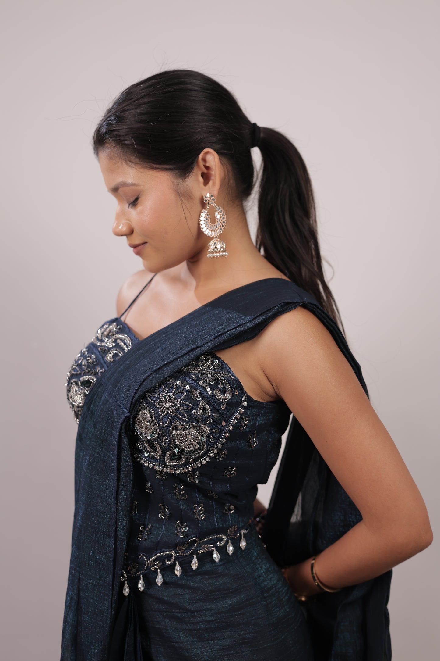 Midnight Ink Embellished Ready-to-Wear Saree