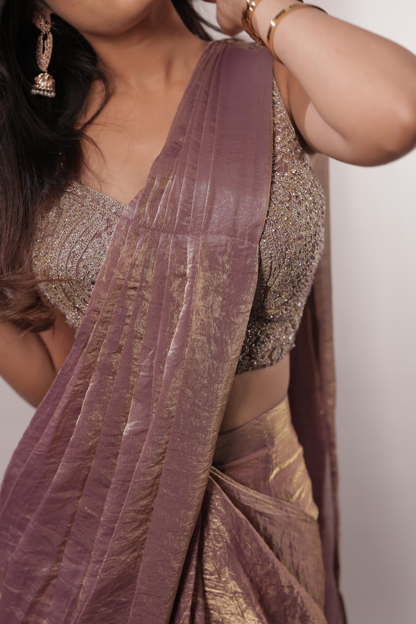 Rose Gold Aura Ready-to-Wear Saree